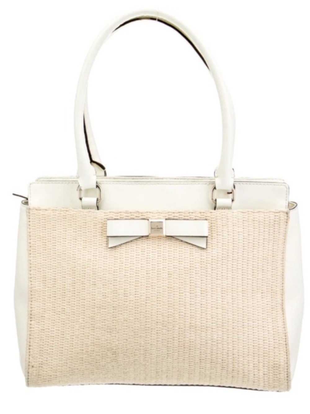 kate spade Jovie Montford Park Straw Natural Tote with Bow Trim. Like new.